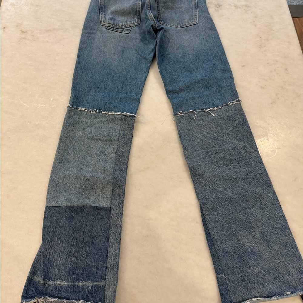 Zara Blue Flare Patchwork Jeans